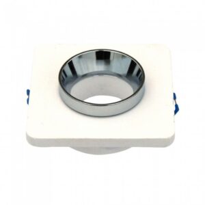 GU10 Fitting Gypsum Metal White Plaster Light with Chrome Bottom Suqre