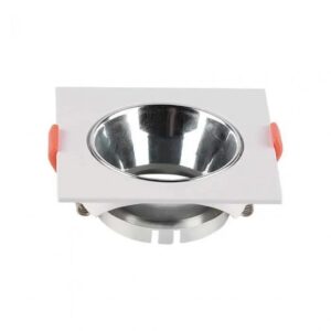 GU10 Fitting Square White Frame + Chrome Reflector