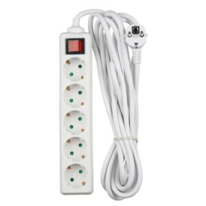 5 Ways Socket with Switch (3G 1.5mm2 X 5M) Polybag with Card White