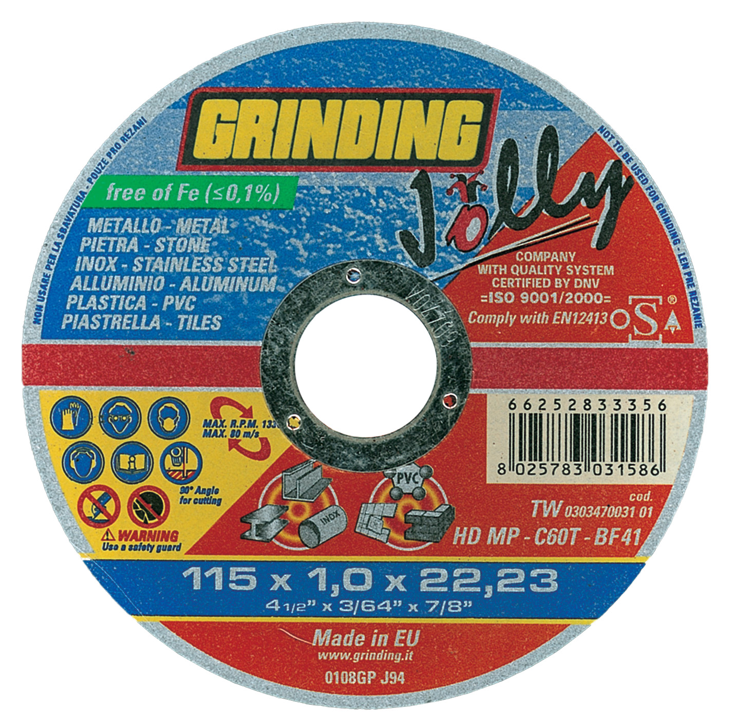GRINDING MINIDISCO JOLLY UNIVERSALE D.115X1,0